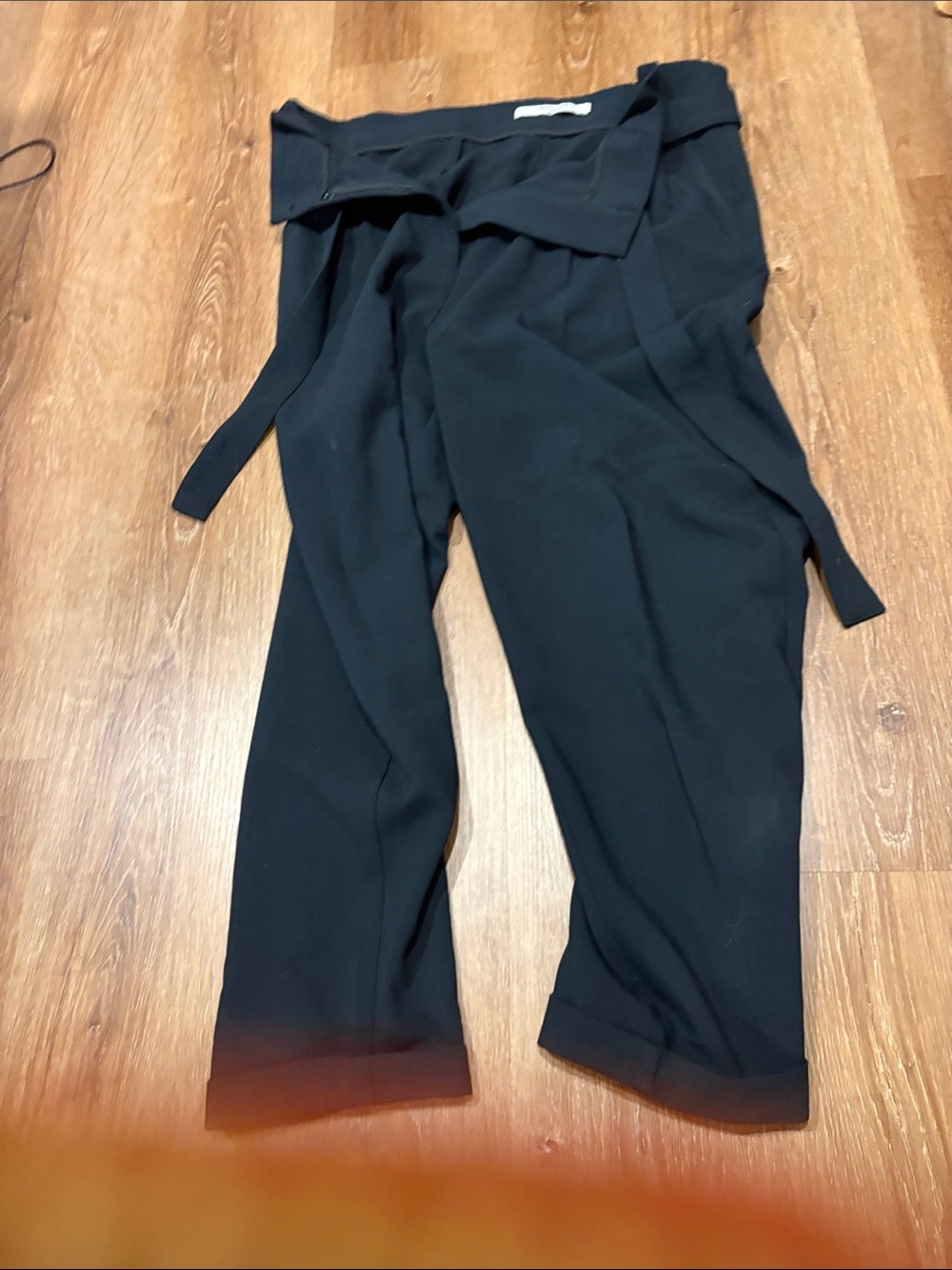Smash + Tess Black Wide-Leg Paperbag Pants with Tie